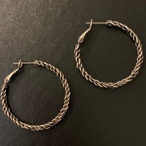 Distressed Cable Hoop Earrings